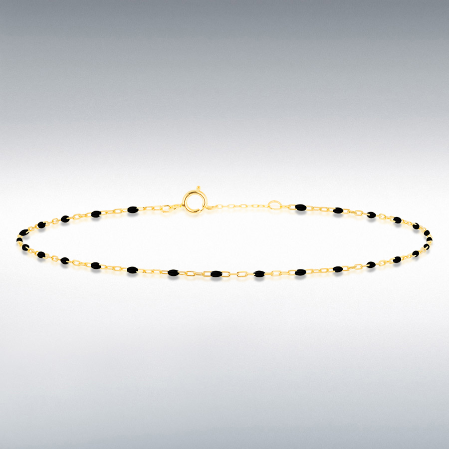 9CT Yellow Gold Black Enamel Mini Paper Bracelet