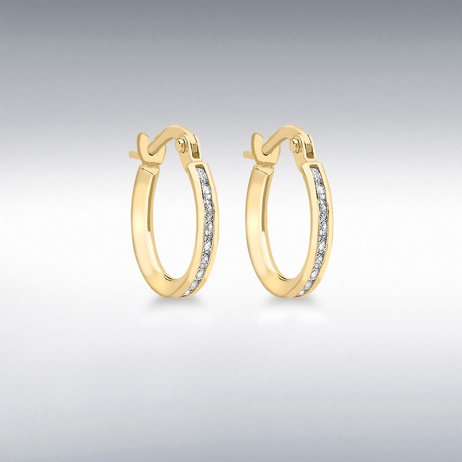 9ct Yellow Gold CZ Band 22mm Hoop Earrings