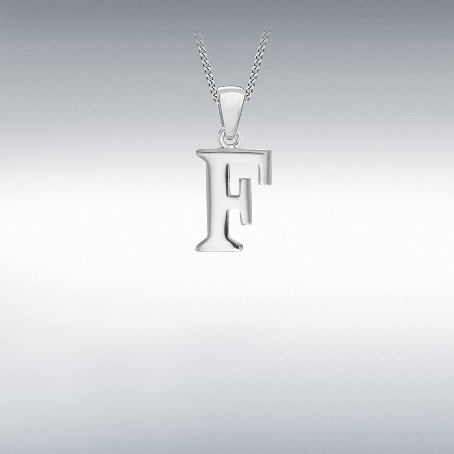 Sterling Silver 9mm x 19.4mm 'F' Initial Pendant