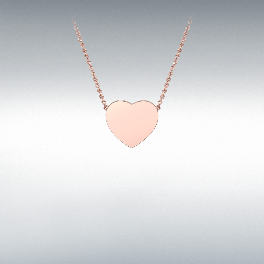 9ct Rose Gold 11.5mm x 10.5mm Heart Adjustable Necklace 41cm/16"-43cm/17"