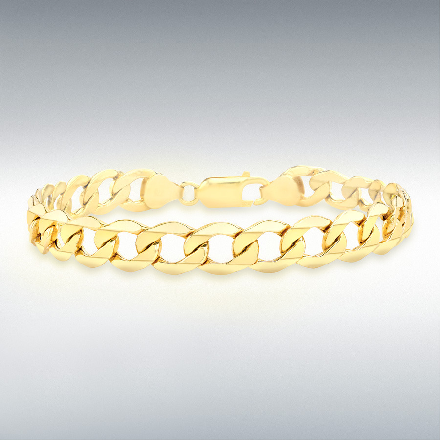 9ct Yellow Gold 180 Hollow 6-Sided Curb Chain Bracelet  21.5cm/8.5"