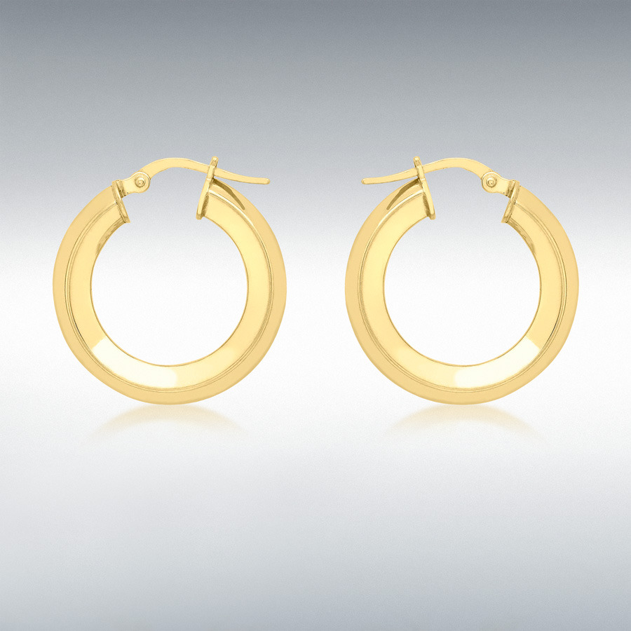 9ct Yellow Gold 4mm Square-Tube 22mm Creole Earrings