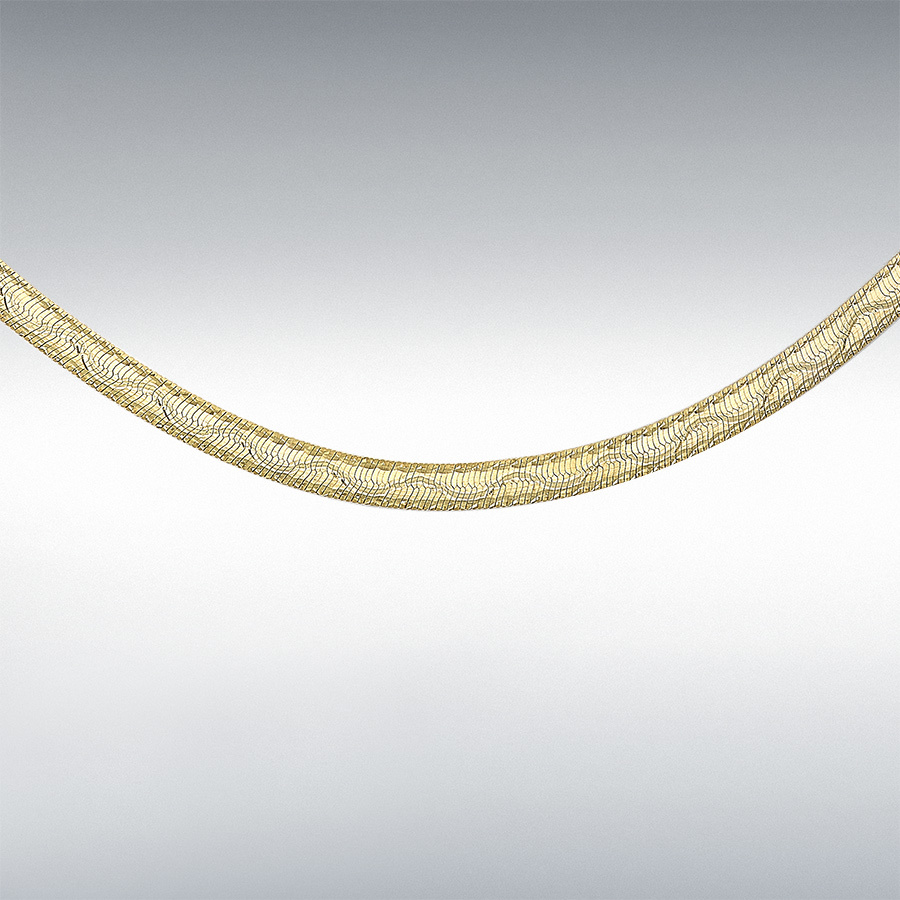 9ct Yellow Gold 3.5mm Diamond Cut Wave Herringbone Necklace 41cm/16"