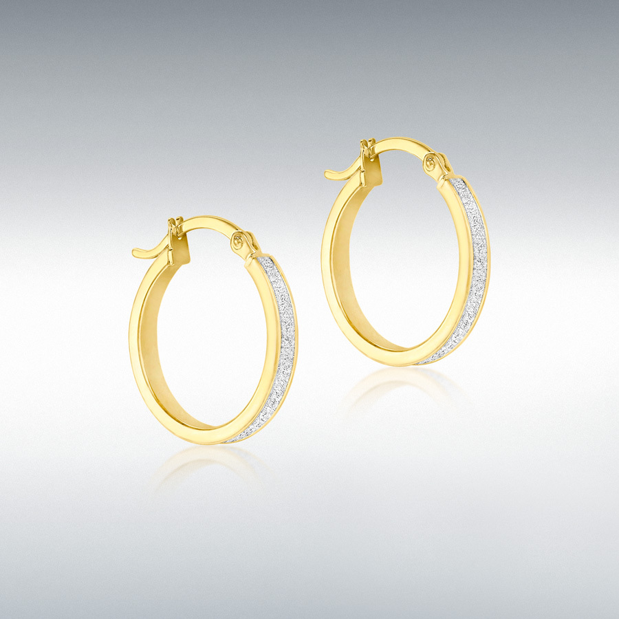 9ct Yellow Gold 2.5mm Tube 19mm Stardust Creole Earrings