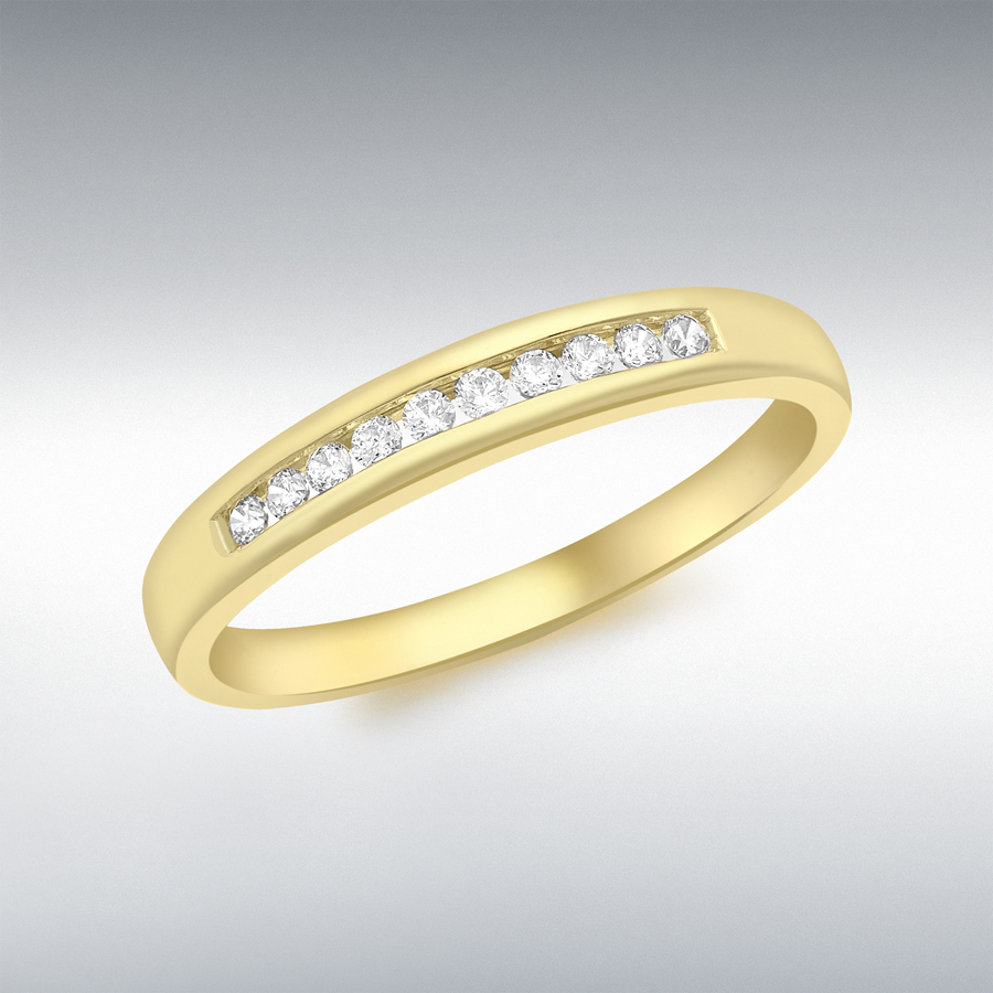 9ct Yellow Gold 10 x 1.5mm CZ Channel Set Ring