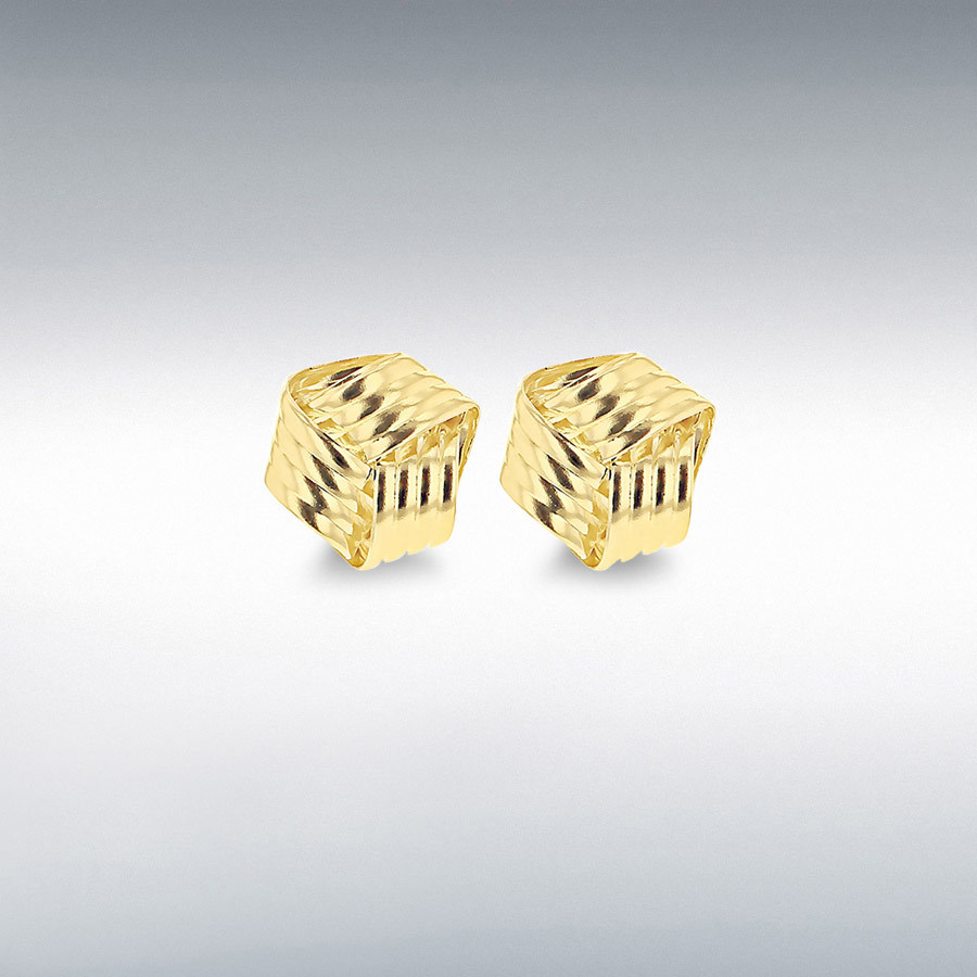 10ct Yellow Gold 8mm Ribbed Knot Stud Earrings