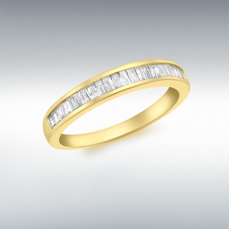 9ct Yellow Gold 0.30ct Baguette Cut Diamond Channel Set Half-Eternity Ring