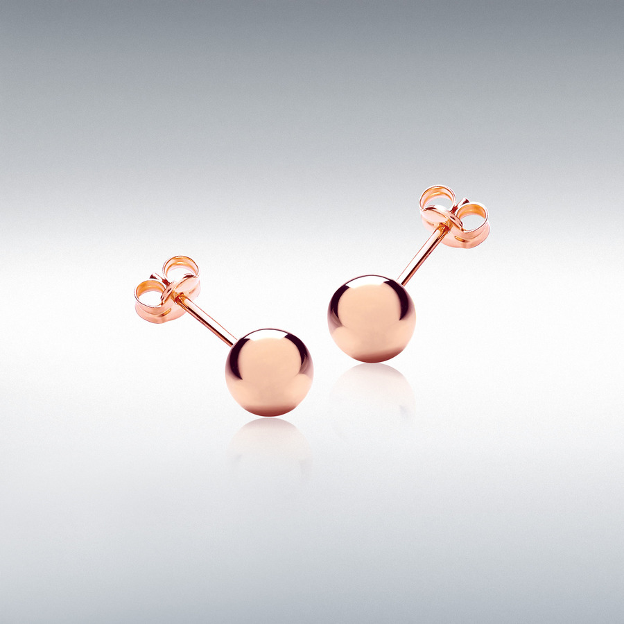 18ct Rose Gold 6mm Polished Ball Stud Earrings
