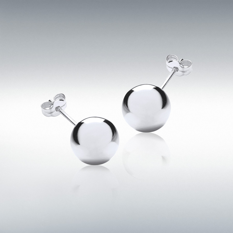 9ct White Gold 10mm Ball Stud Earrings