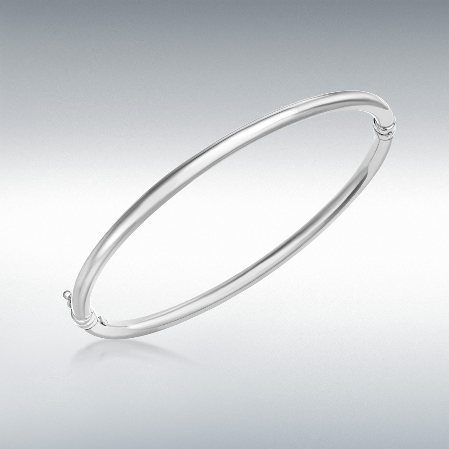 9ct White Gold 3.5mm Oval-Tube Bangle