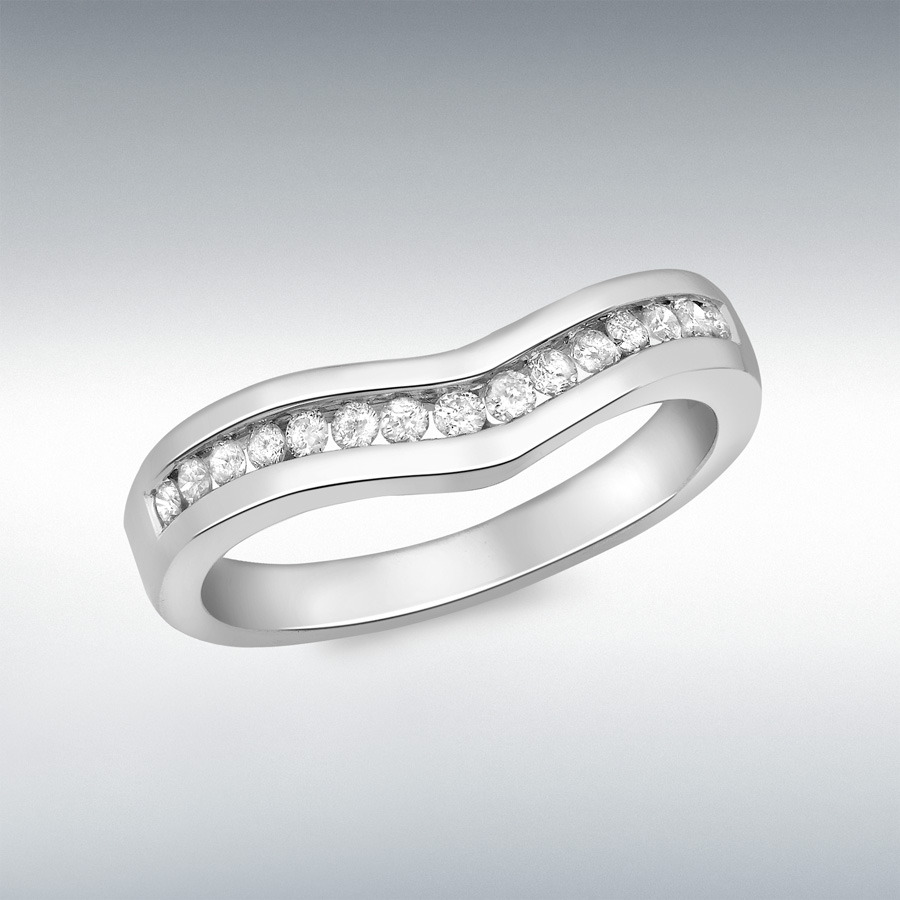 18ct White Gold 0.25ct Diamond Channel Set Wishbone Ring