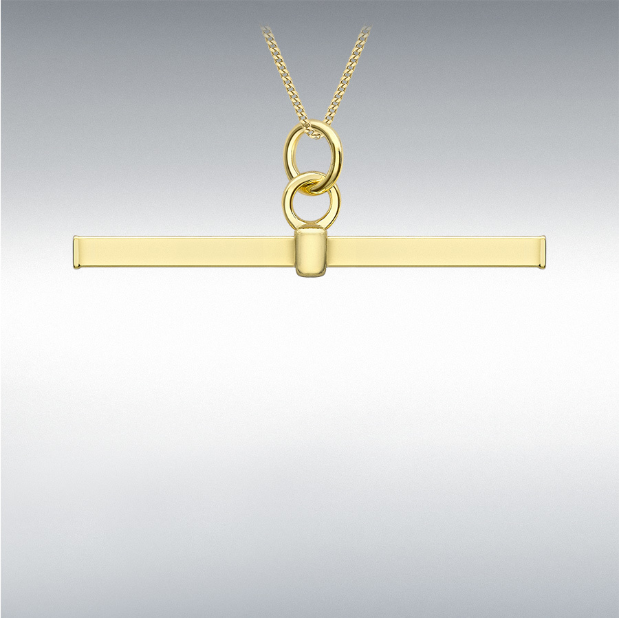 9ct Yellow Gold 30mm x 10mm Square T-Bar Pendant