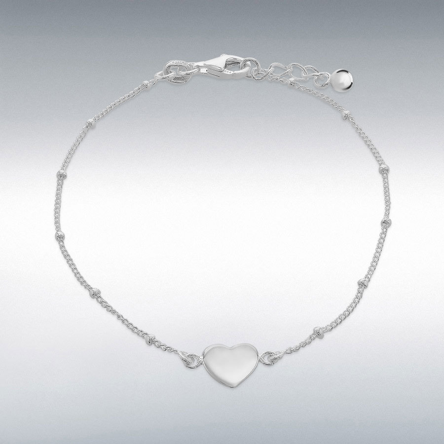 Sterling Silver Rhodium Plated Curb and Ball Bracelet Adjustable 18cm/7" - 19cm/7.5"