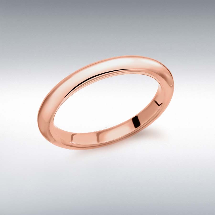 Sterling Silver Rose Gold Plated 3mm Band Stacking Ring