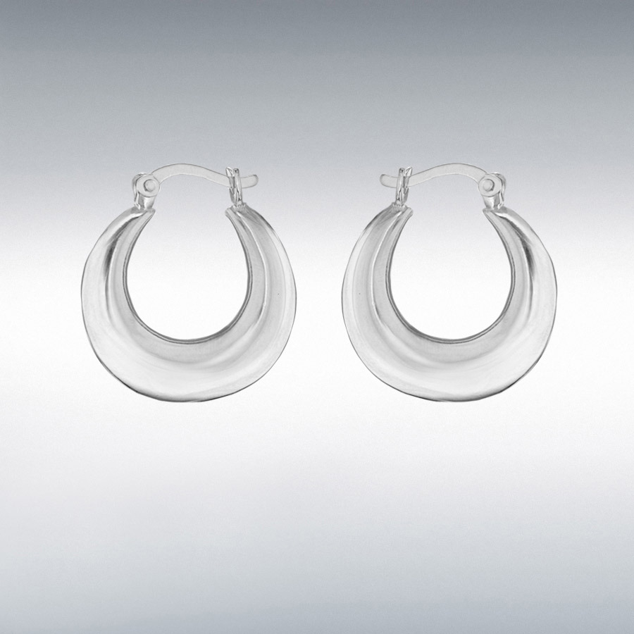 Sterling Silver 18.5mm Plain Graduated Creole Earrings