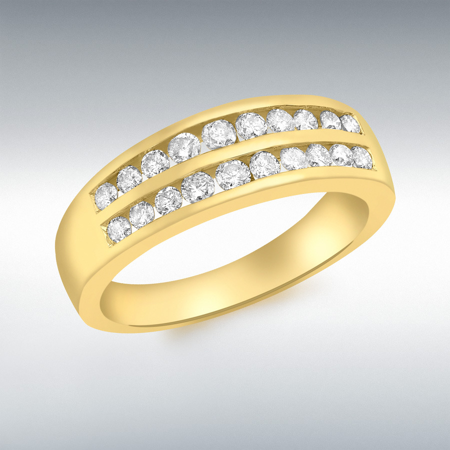 18ct Yellow Gold 0.50ct Diamond Channel Set Double Row Half-Eternity Ring