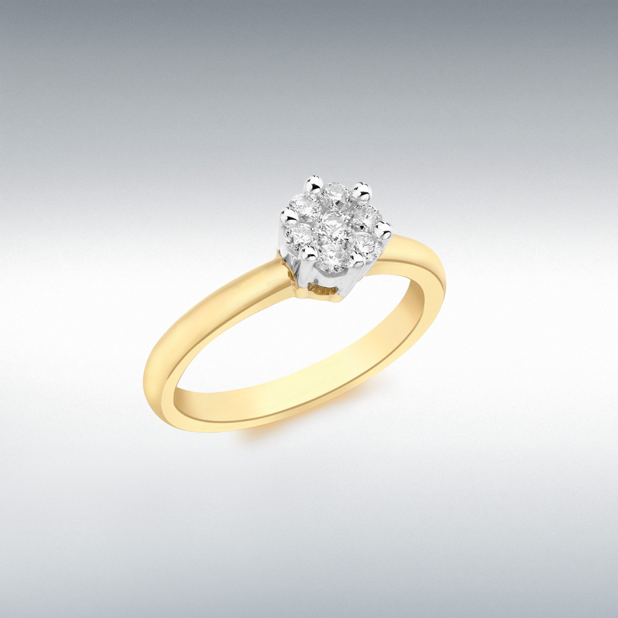 9ct Yellow Gold 0.25ct Diamond Cluster Ring