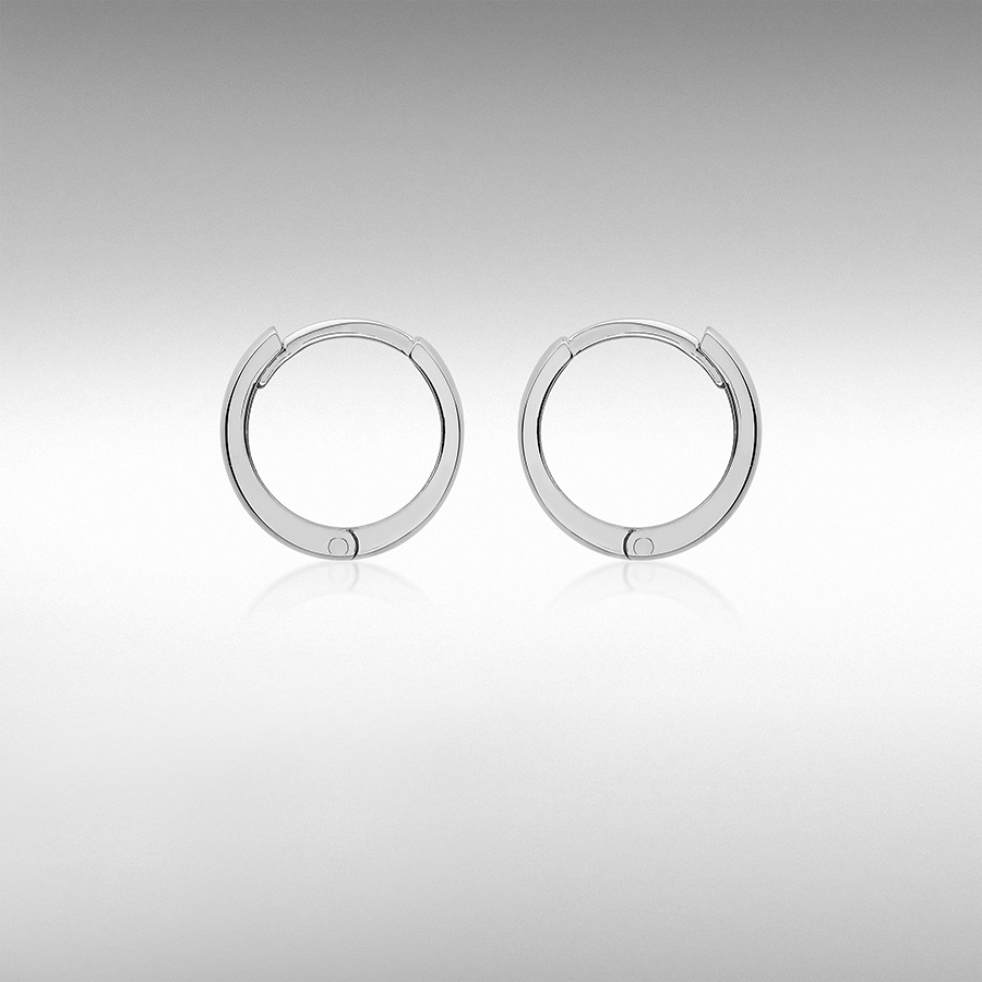 18ct White Gold  11mm Huggy Hoop Creole Earrings