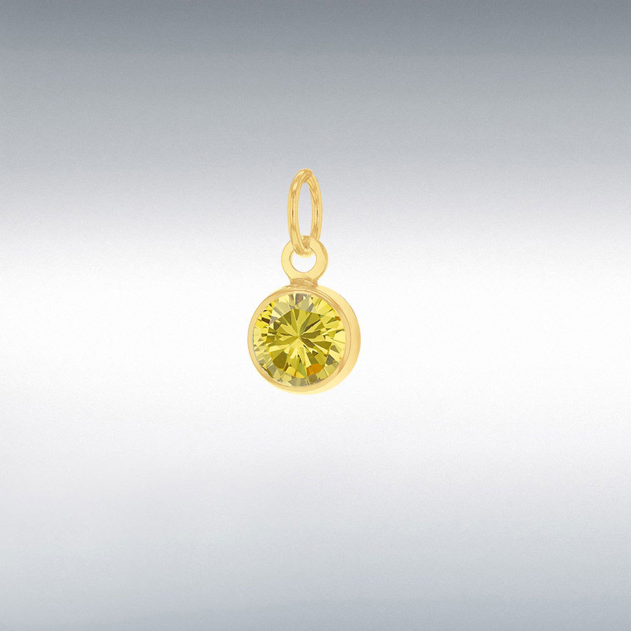 9CT NOV 3.5MM CITRINE CZ CHARM