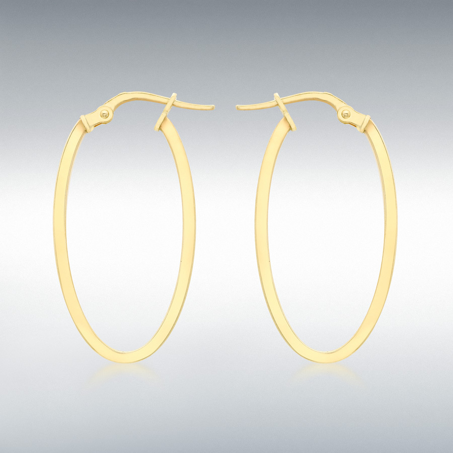 9ct Yellow Gold 14mm x 30mm Oval Creole Earrings