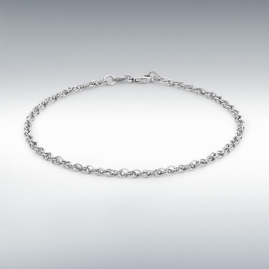 9ct White Gold 40 Diamond Cut 'Prince of Wales' Bracelet 18cm/7