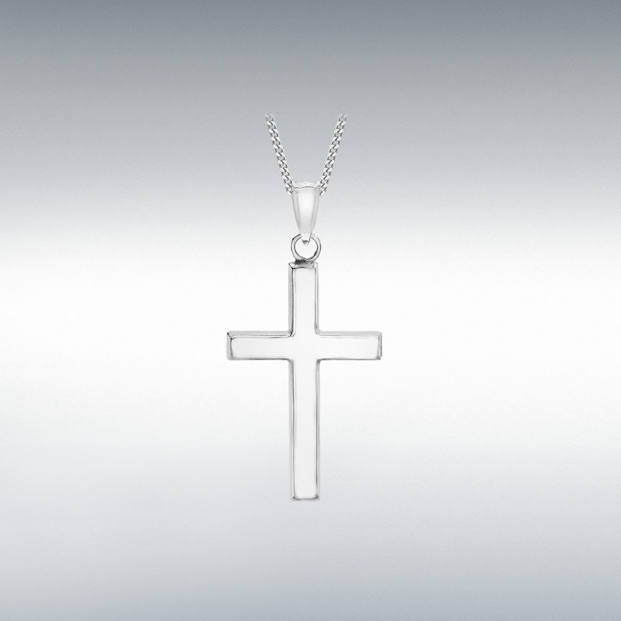 9ct White Gold 15mm x 25mm Cross Pendant