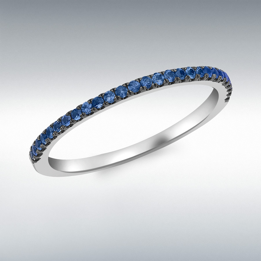 9ct White Gold Sapphire 1.2mm Half-Eternity Ring