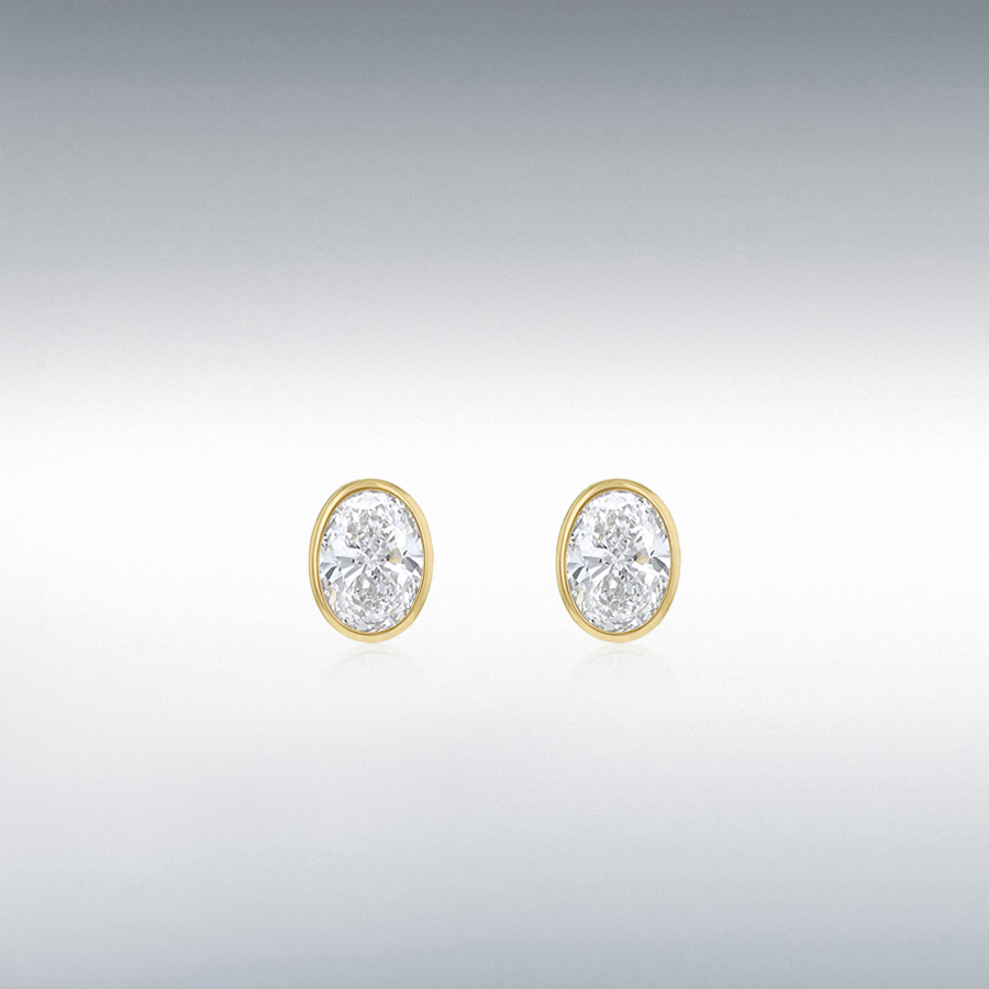 9ct Yellow Gold 4.8mm x 7mm Oval CZ Stud Earrings