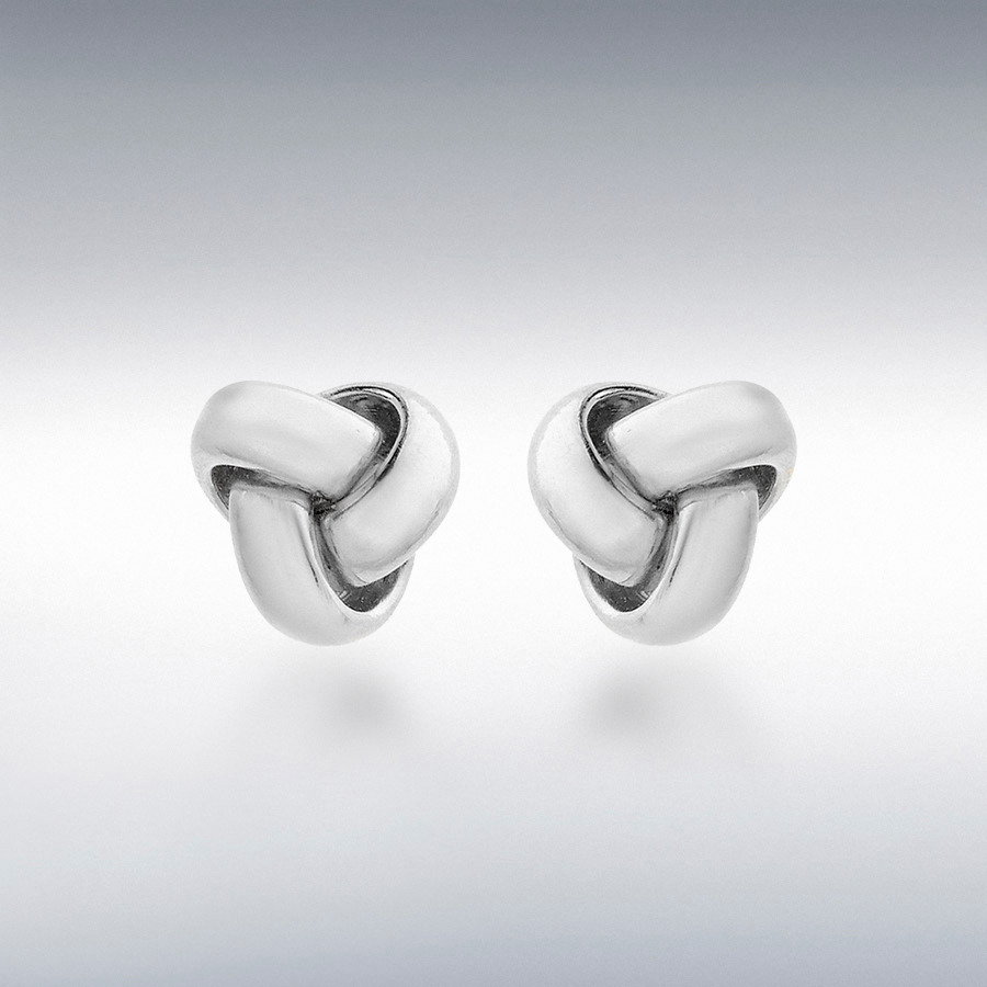 9ct White Gold 8mm Knot Stud Earrings