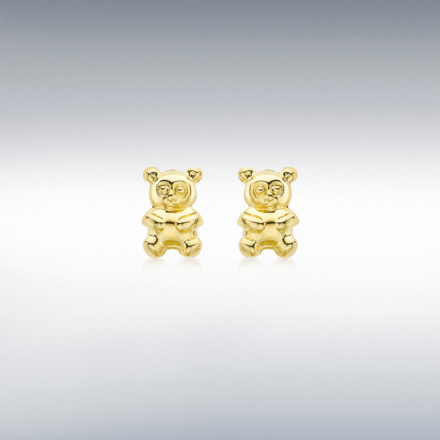 18ct Yellow Gold 4mm x 6mm Teddy Bear Stud Earrings