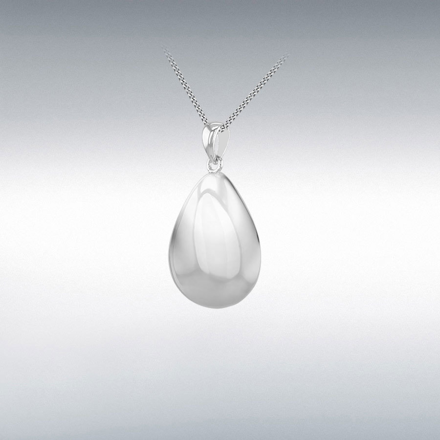 Sterling Silver Rhodium Plated 25mmx14mm Electroform Pear Pendant