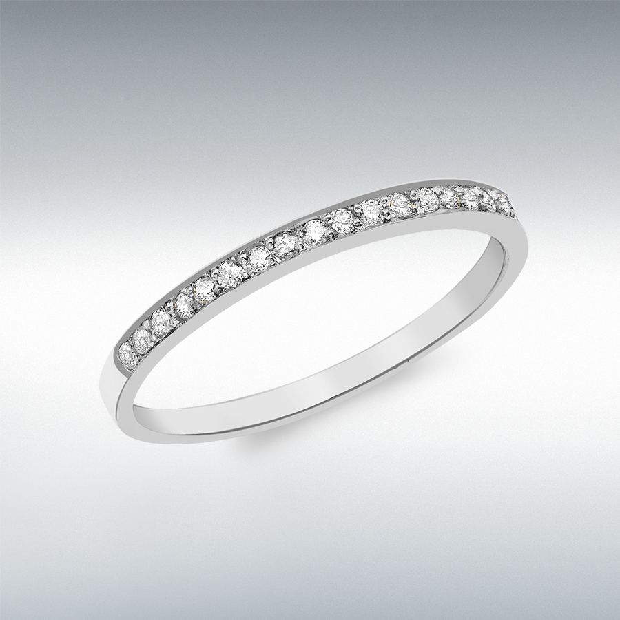 9ct White Gold 0.13ct Diamond Claw Set Slim Band Half-Eternity Ring