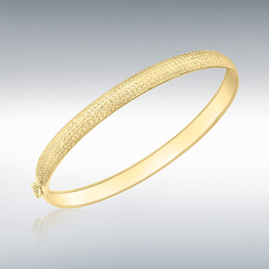 9ct Yellow Gold 5.5mm Diamond Cut Flexible Bangle