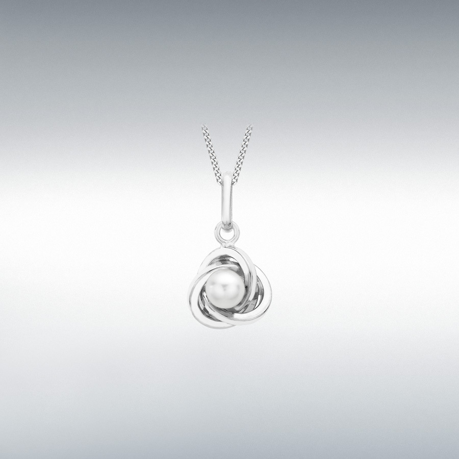 9ct White Gold Freshwater Pearl 9mm x 12mm Knot Pendant