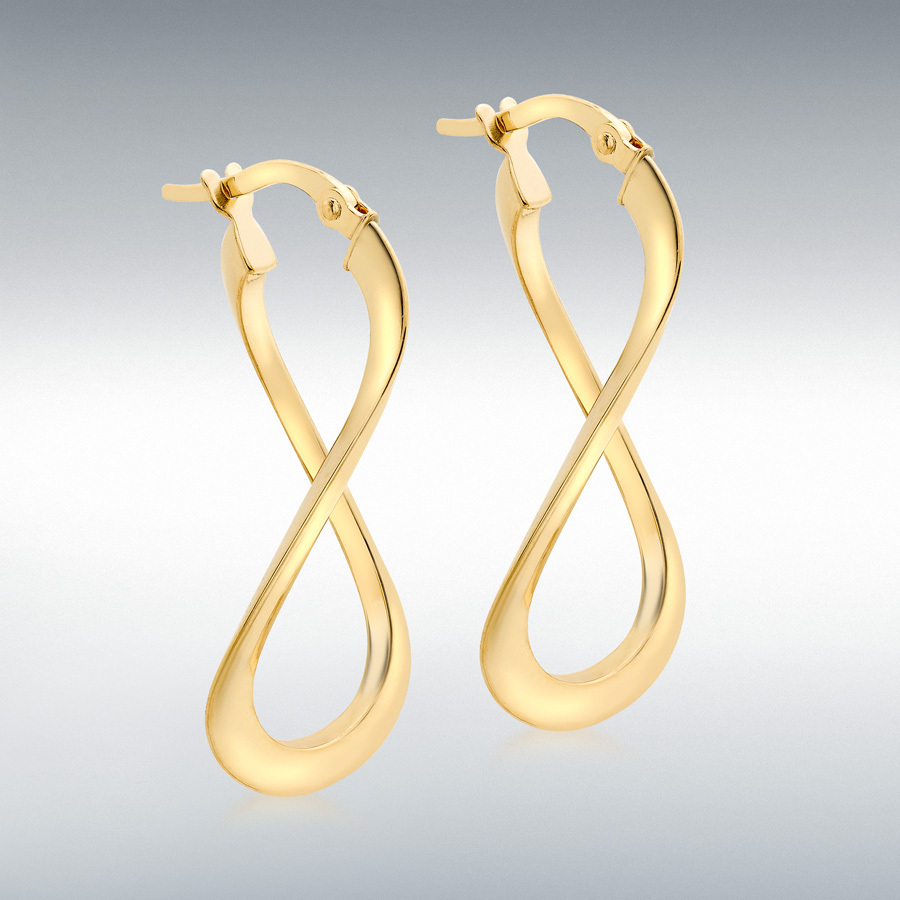 9ct Yellow Gold 16mm x 32mm 'Figure 8' Creole Earrings