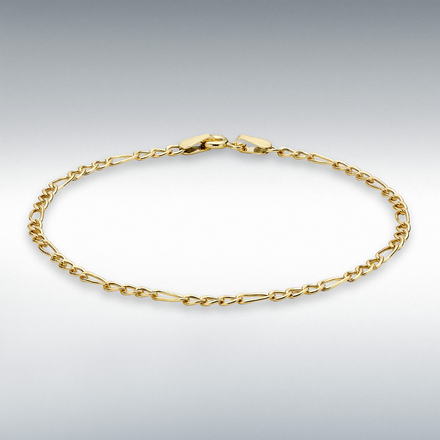 9ct Yellow Gold 60 Hollow Figaro Anklet 23cm/9"