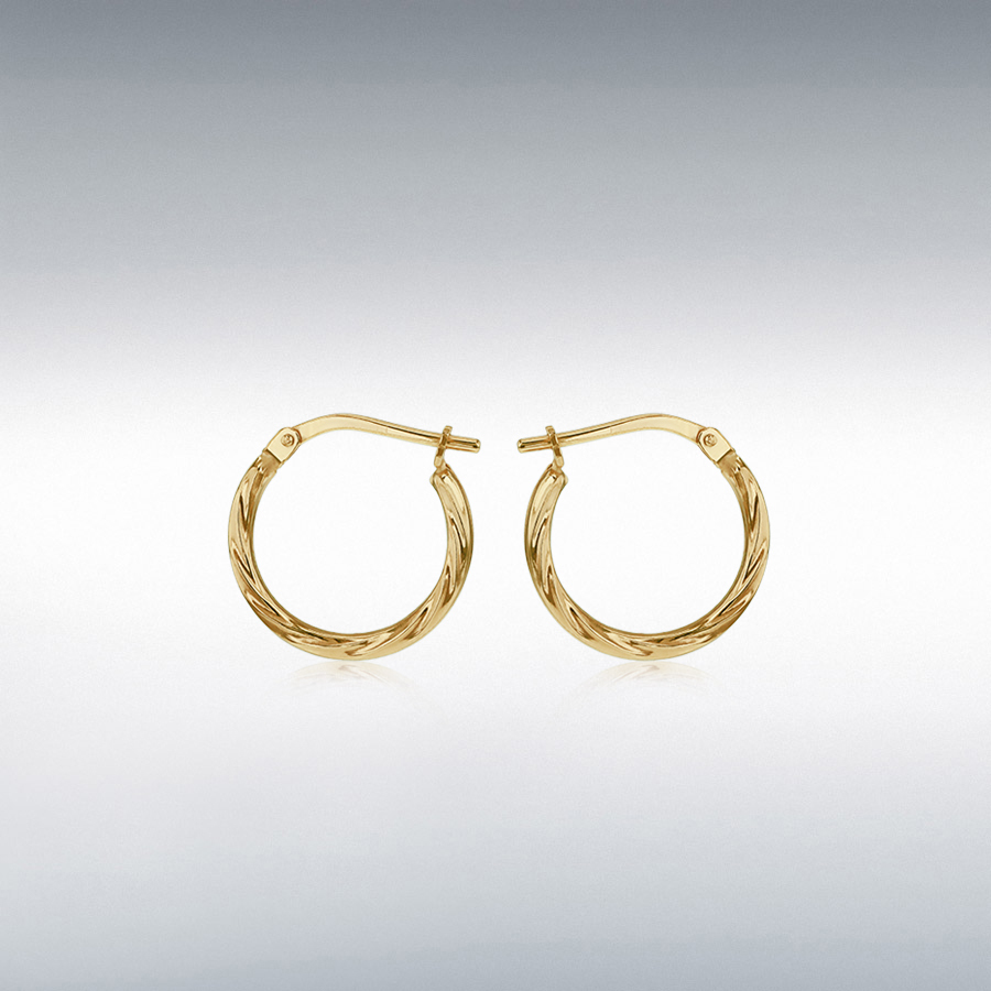 Sterling Silver 9ct Bonded Twisted Creole Earring