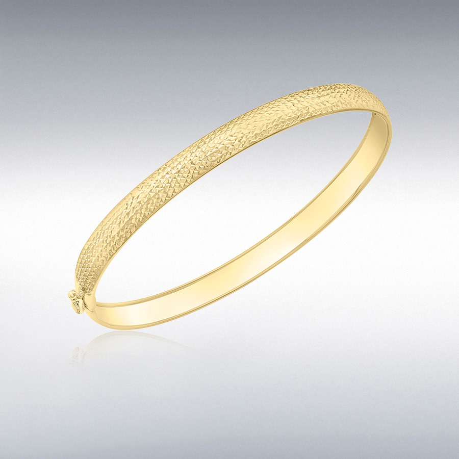 18ct Yellow Gold 5.5mm Diamond Cut Flexible Bangle