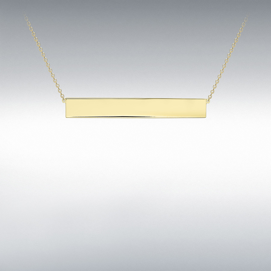 9ct Yellow Gold 35mm x 5mm Horizontal-Bar Adjustable Necklace 41cm/16"-43cm/17