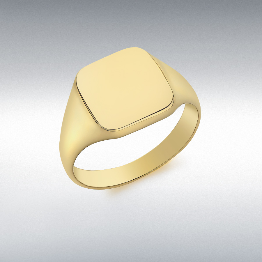 9ct Yellow Gold Plain 12mm x 12mm Square Signet Ring