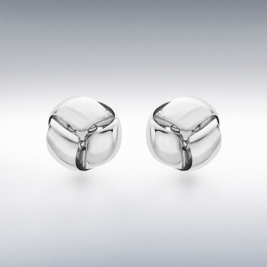 9ct White Gold 9mm Knot Stud Earrings