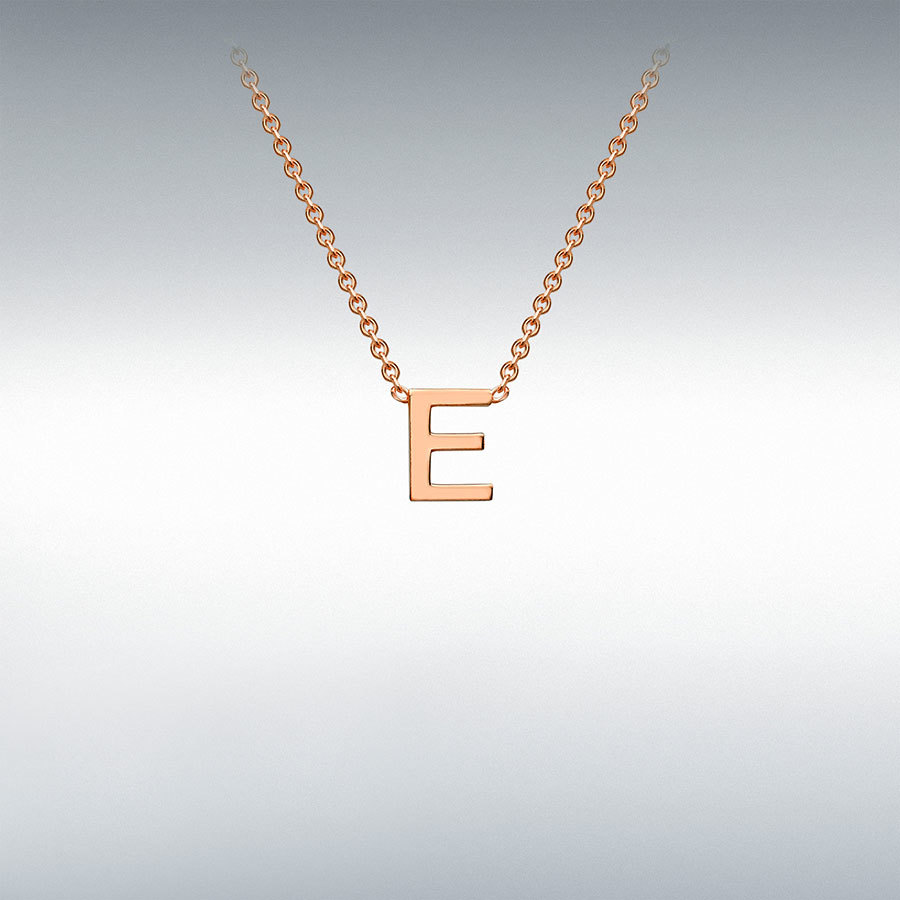 9ct Rose Gold 3.5mm x 4.5mm 'E' Initial Adjustable Necklace 38cm/15"-43cm/17"