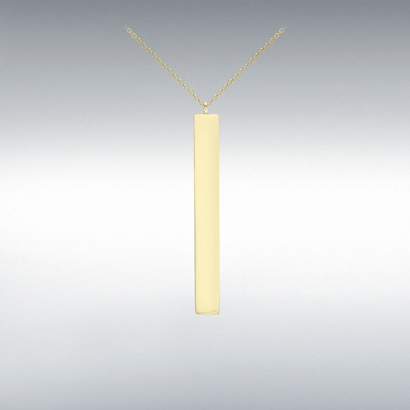 9ct Yellow Gold 4.9mm x 39.7mm Vertical Bar Adjustable Necklace 41cm/16"-43cm/17"