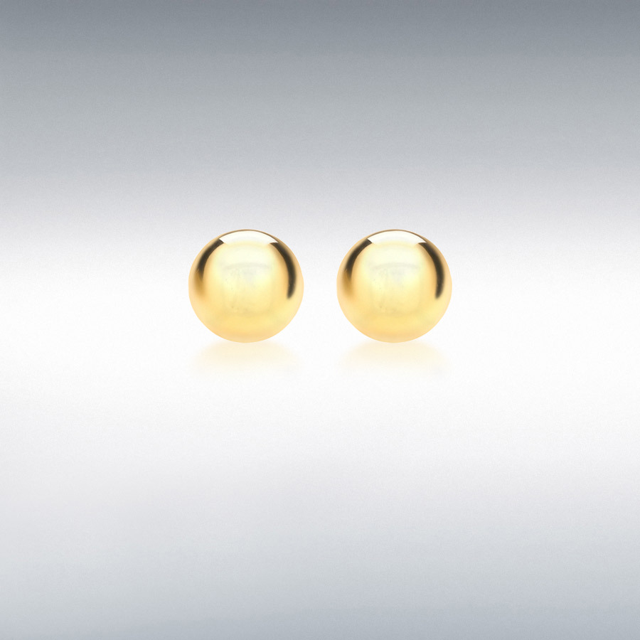 Sterling Silver Yellow Gold Plated 8mm Ball Stud Earrings