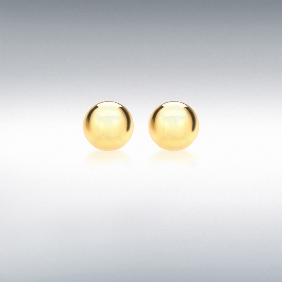 Sterling Silver Yellow Gold Plated 6mm Polished Ball Stud Earrings