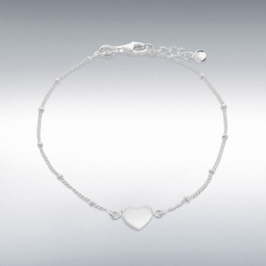 Sterling Silver Curb and Ball Bracelet Adjustable 18cm/7" - 19cm/7.5"