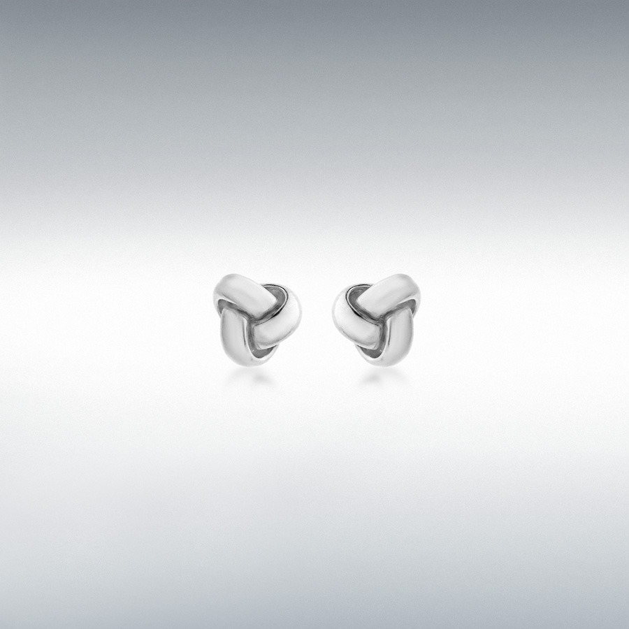 18ct White Gold 6mm Knot Stud Earrings