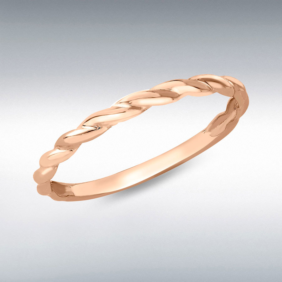 9ct Rose Gold Twist Band Stack Ring