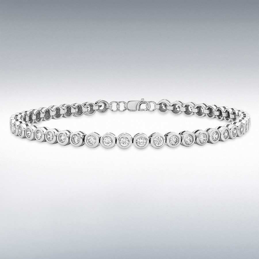 Sterling Silver Round CZ 4mm Tennis Bracelet 17.5cm/6.9"