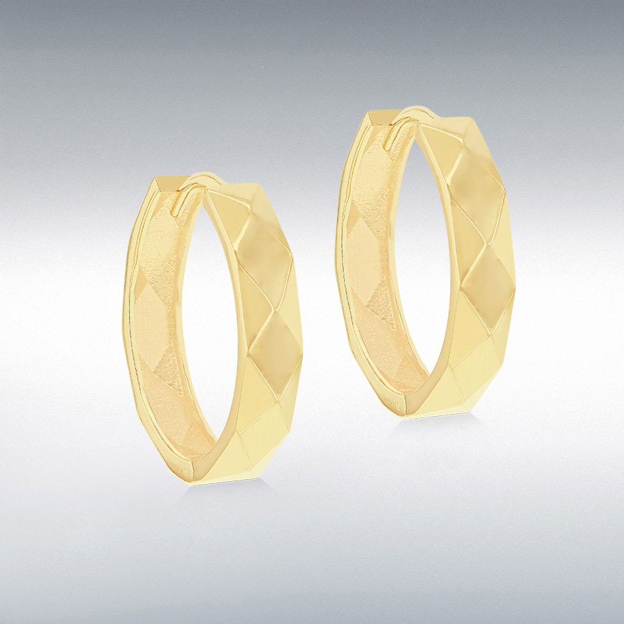 9ct Yellow Gold 3.5mm x 23mm Faceted Large Hoop Earrings